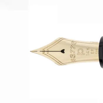 close-up of 14k gold nib available in fine medium and broad