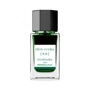 pilot iroshizuku shin ryoku 15 ml ink bottle on white background