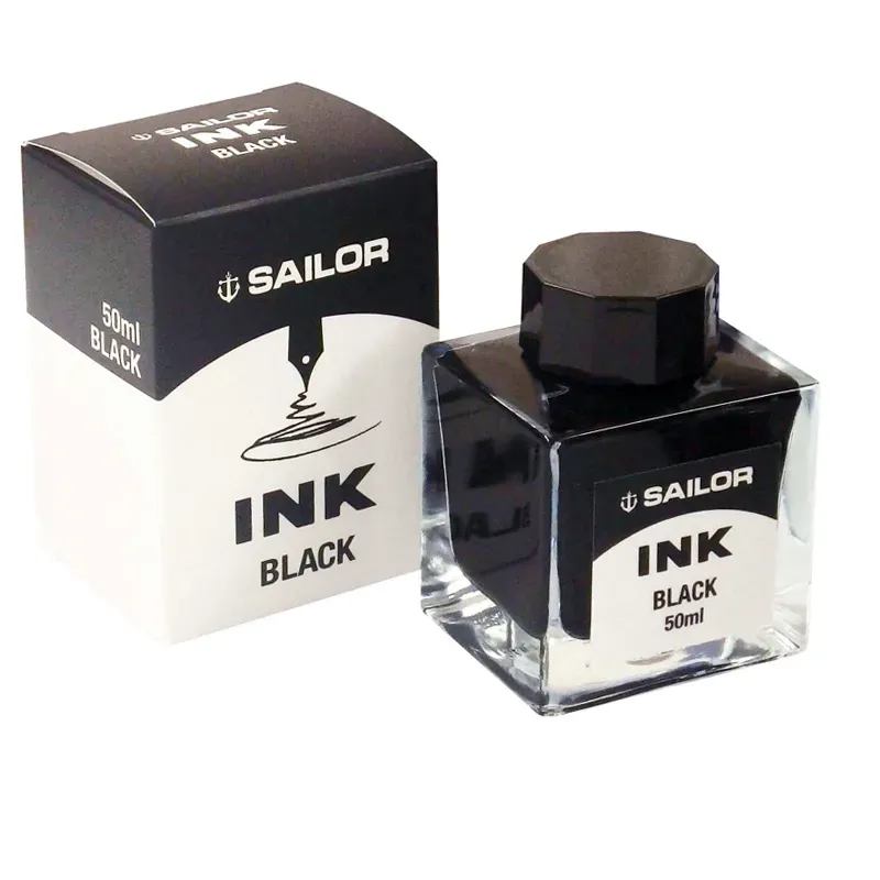 sailor basic black 50 ml ink bottle and box for fountain pen