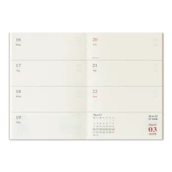 two page weekly view in compact passport size