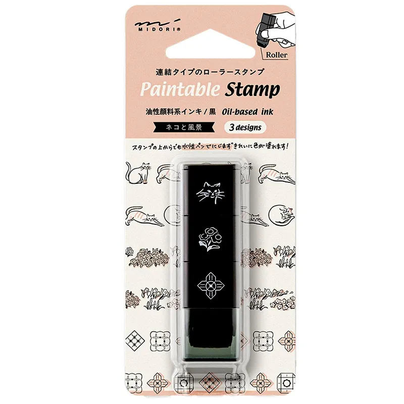 rodillo de sellos midori en estuche transparente de pet con gancho