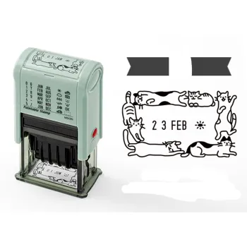 midori cat paintable rotating date stamp with decorative example