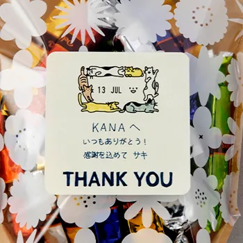 example impression of midori rotating date stamp with cat frame and date