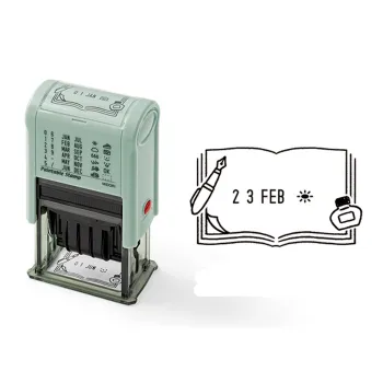 sello estilografica fechador giratorio pintable de midori con ejemplo de estampación