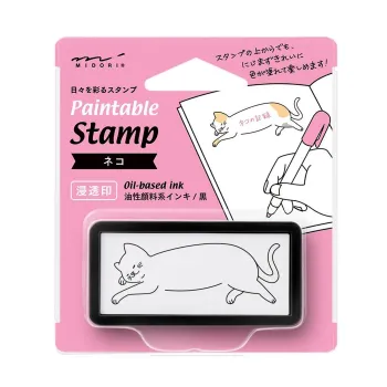 sello pintable preentintado midori gato tamaño medio empaquetado