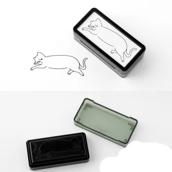 sello pintable preentintado midori gato tamaño medio abierto sobre fondo blanco