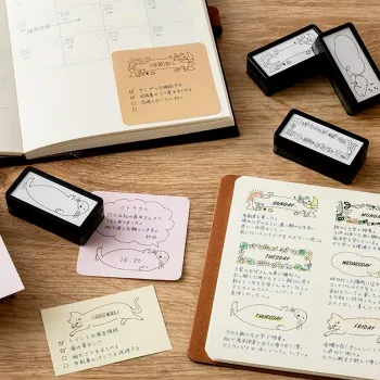 ejemplo de impresión de los sellos midori tamaño medio en papel