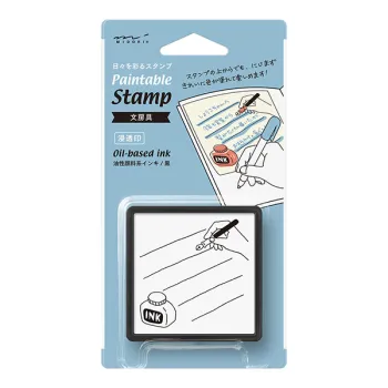 midori stationery paintable pre-inked stamp in its transparent packaging