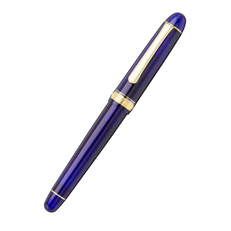 pluma estilográfica platinum 3776 century chartres blue dorada
