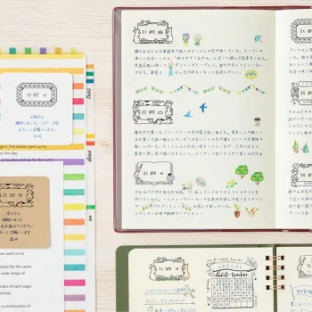 midori animales del bosque sello fechador giratorio en uso en varios cuadernos