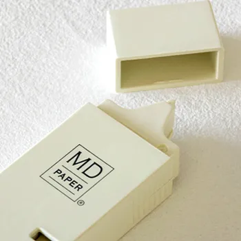 detalle del cuerpo y la punta de la cinta correctora midori crema