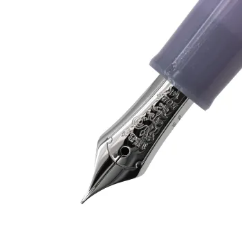 close-up of the 14k gold nib with weathervane engraving on the nagasawa onomatope yura yura fountain pen