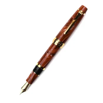 nagasawa 141st swell amber marble fountain pen opened