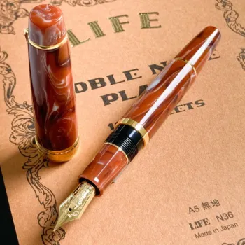 swell amber marble pen with cap and section