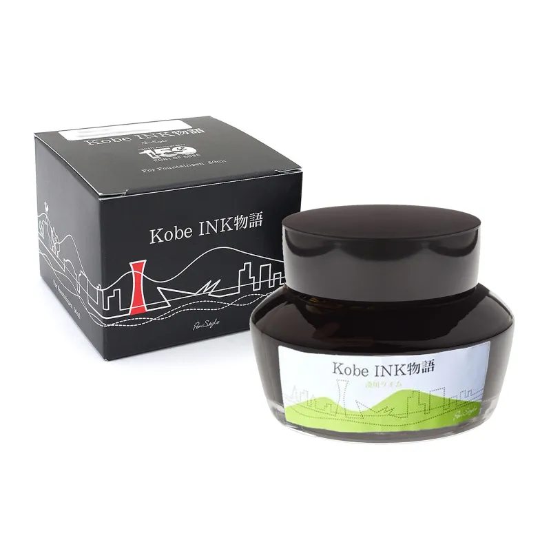 caja y frasco de tinta nagasawa kobe 19 minato-gawa lima de 50 ml