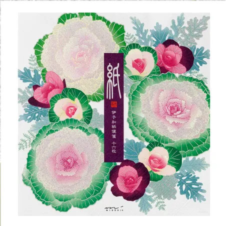 Midori Iyo Washi Letter Pad 160 Flowering Kale Wreath