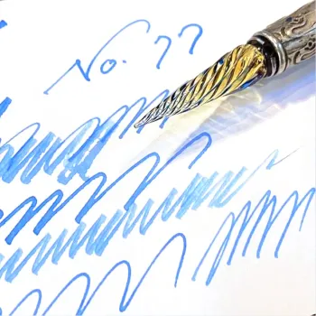 muestra de escritura con tinta nagasawa kobe 77 rokko himalayan azul