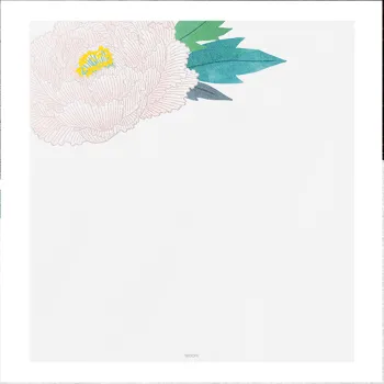 Sheet from the Midori Letter Pad Winter Peony with the floral motif positioned to one side, highlighting the clean