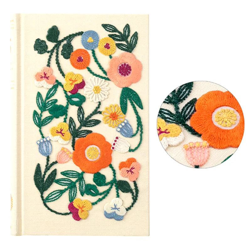 B6 Slim Midori Journal 5 Years Embroidery Flower Beige