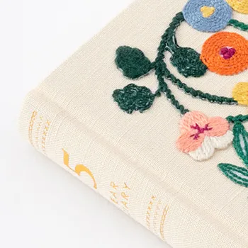 B6 Slim Midori Journal 5 Years Embroidery Flower Beige