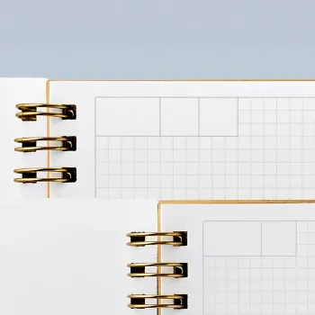 detail of grid paper and blank date layout inside hitotoki note notebook