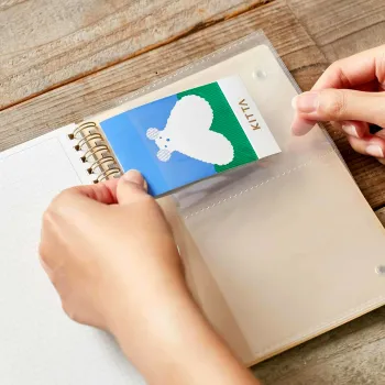 transparent interior pockets of hitotoki note notebook for stickers and papers