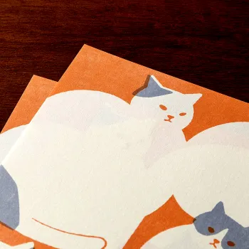 midori kimagure cat letter pad used for writing a casual letter