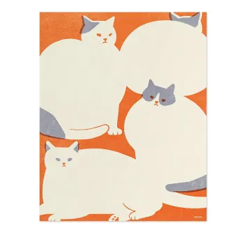 close-up of cat pattern with soft hand-drawn texture on midori kimagure letter pad