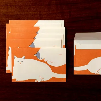 set of midori kimagure cat envelopes arranged on table