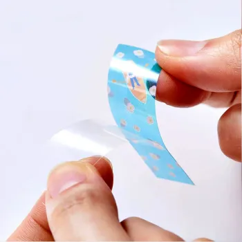 close up of a transparent sticky note showing lightness and clarity