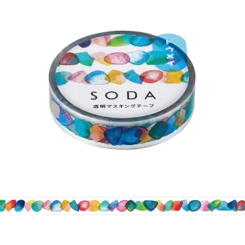 king jim hitotoki soda transparent decorative tape roll with drop candy pattern in 10mm on a white background
