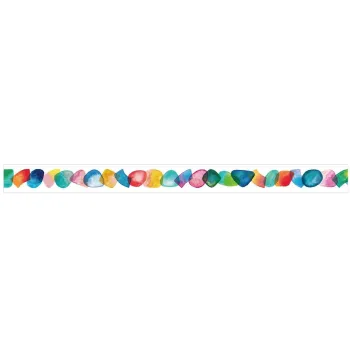 close up of the hitotoki soda transparent tape showing the colorful drop candy pattern in a straight line