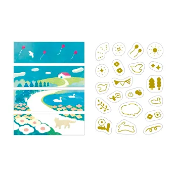 front view of the kitta collage booklet with pre cut washi strips