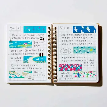 view of notebook with washi tapes