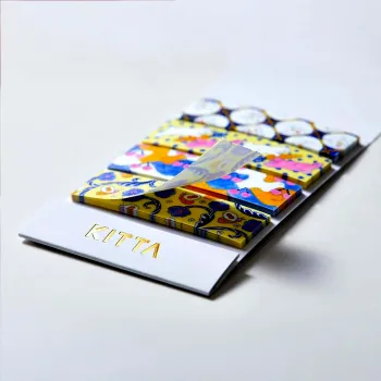 itta collage booklet showing washi strips and transparent foil sticker sheet