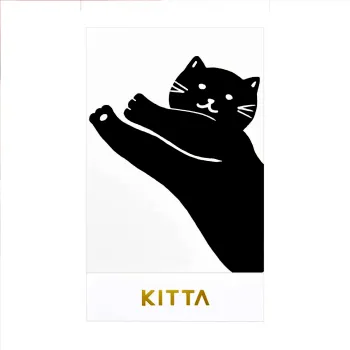 detail of cat illustration design on kitta washi tape against white background