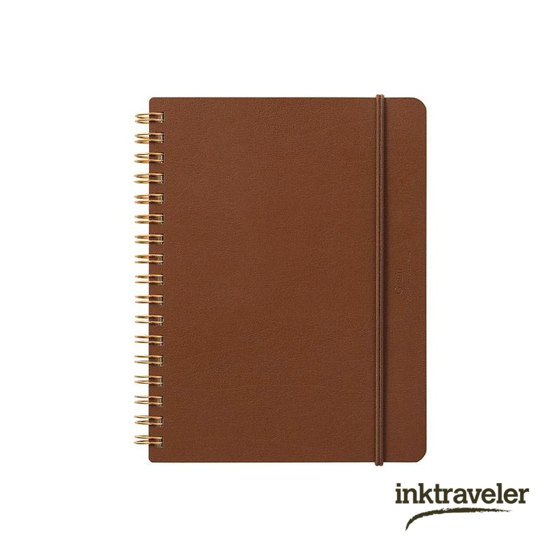 B6 midori grain cuaderno cuero marrón anillas