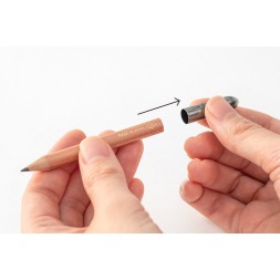 To exchange the pencil refill, pull out the pencil you finished using. Then, inset the new pencil.