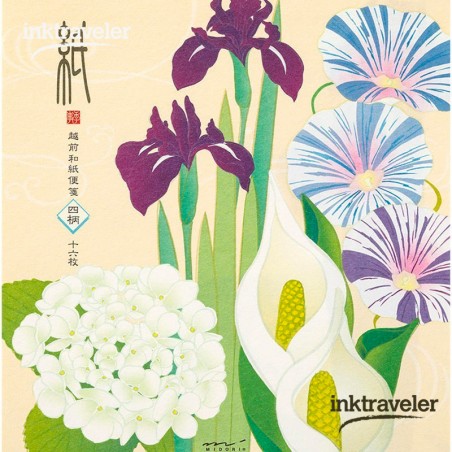 Midori Echizen Torinoko Letter Pad Four Designs Early Summer Flowers Blue 069