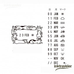 ejemplos de impresión con marco de gatos y fecha estampada en papel