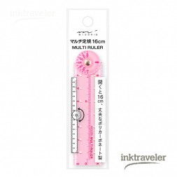 midori Multi Ruler 16cm Pink
