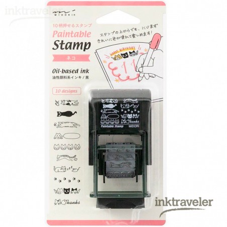 midori Paintable Rotating Stamp Cat
