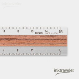midori Aluminum & Wood Ruler 15cm Dark Brown A