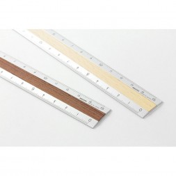 midori Aluminum & Wood Ruler 15cm Light Brown