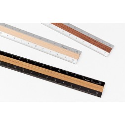 midori Aluminum & Wood Ruler 15cm black