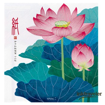 midori Letter Pad Iyo washi Silk-Printing Lotus 137