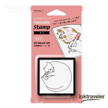 Midori Paintable stamp Pre-inked big Cat
